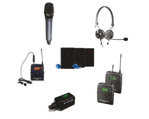 Kit bidule Converso: microfono, trasmettitori, cuffie interprete, ricevitori e batterie