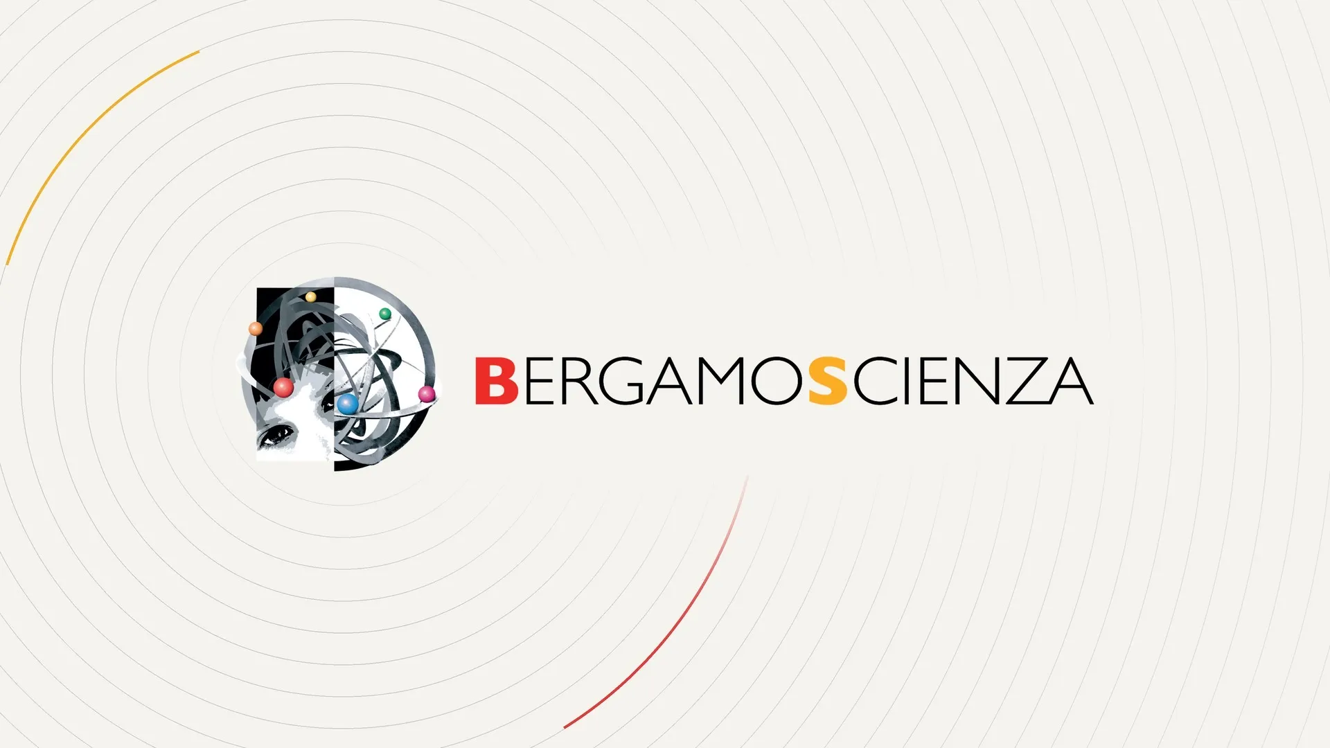 Il logo del Festival BergamoScienza su fondo chiaro con cerchi concentrici